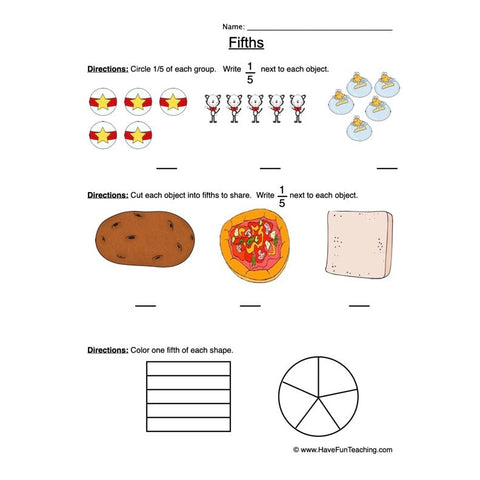 Fractions Fifth Worksheet
