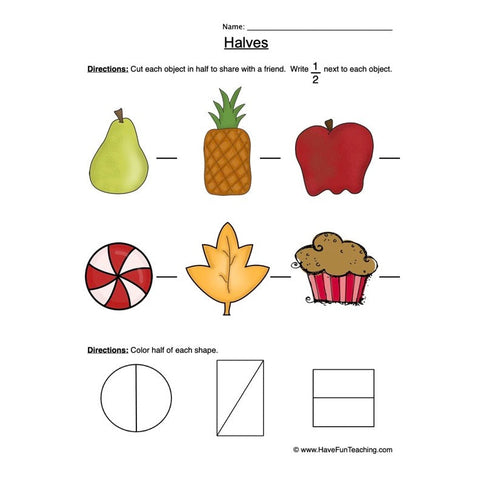 Fractions Half Worksheet