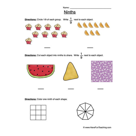 Fractions Ninth Worksheet