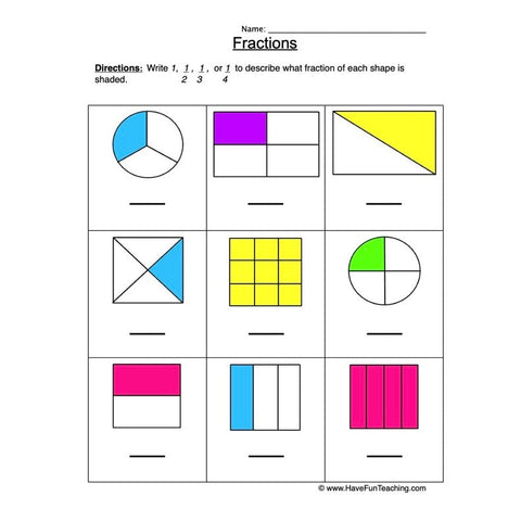 Fractions 1 Worksheet