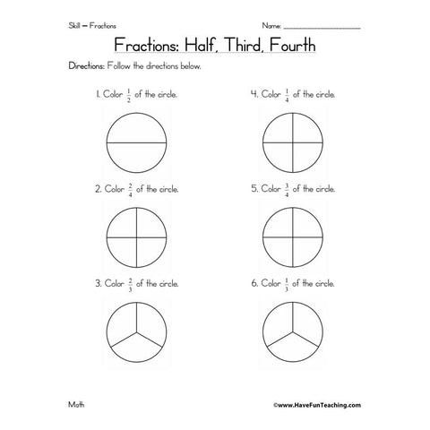 Fractions 1 Worksheet 2