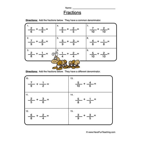 Fractions Worksheet 3