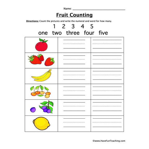 Fruit Counting Worksheet