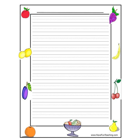 Fruit Writing Paper Worksheet