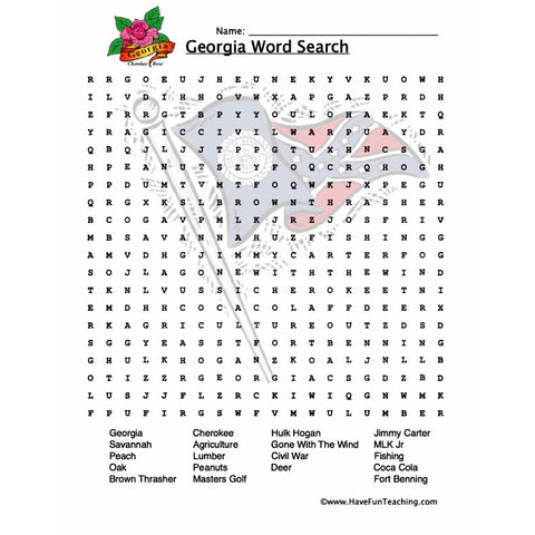 Georgia Wordsearch Worksheet