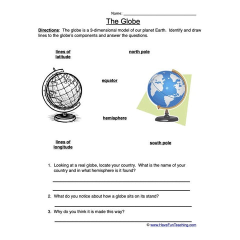 Globes Worksheet