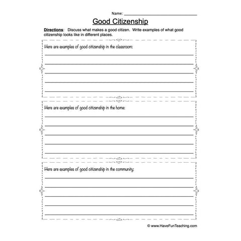 Good Citizenship Worksheet