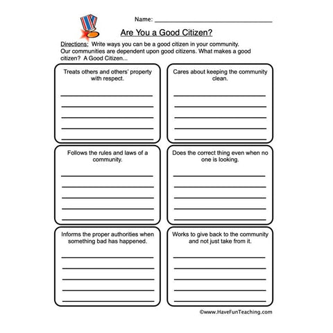 Good Citizenship Worksheet 3