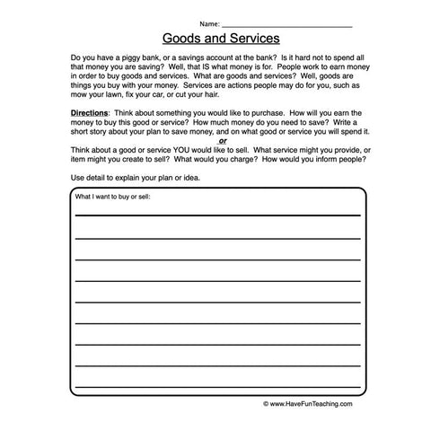Goods Services Worksheet