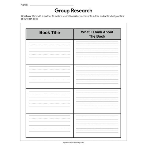 Group Research Worksheet