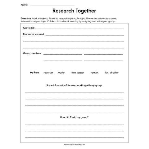 Group Researching Worksheet