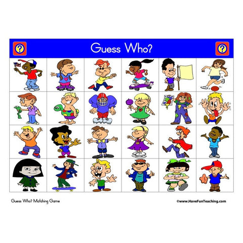 Guess Who Board Worksheet