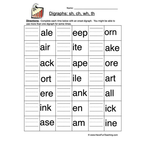 H Digraphs Worksheet 2