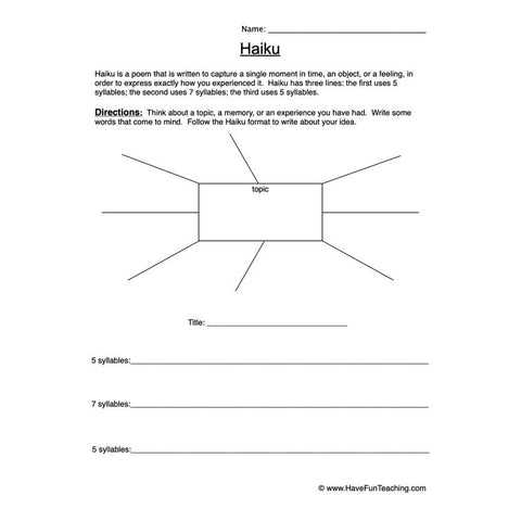 Haiku Worksheet