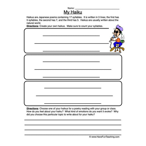 Haiku Worksheet 4