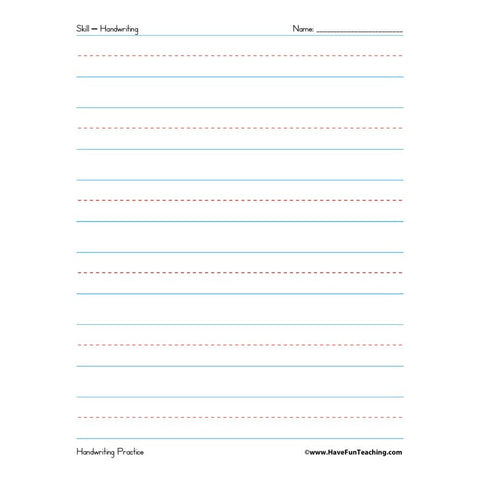 Handwriting Practice Paper Worksheet