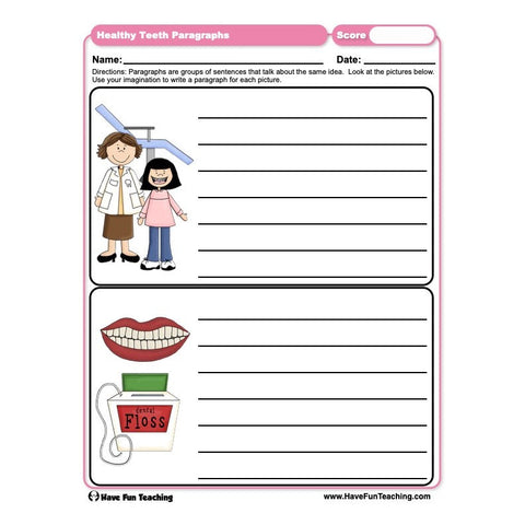 Healthy Teeth Paragraphs Worksheet