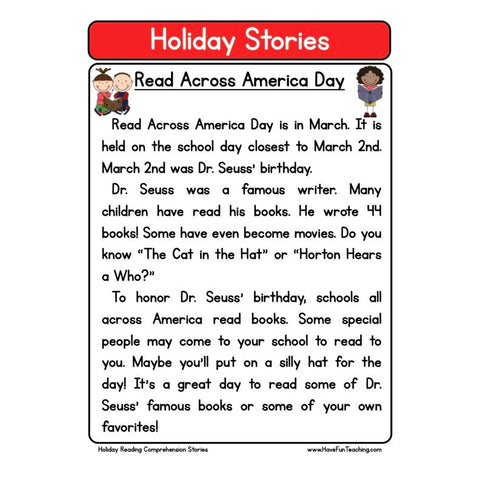 Holiday Stories Worksheet