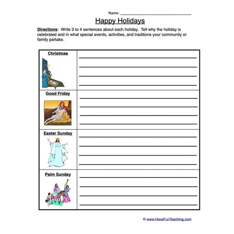 Holidays Worksheet 2