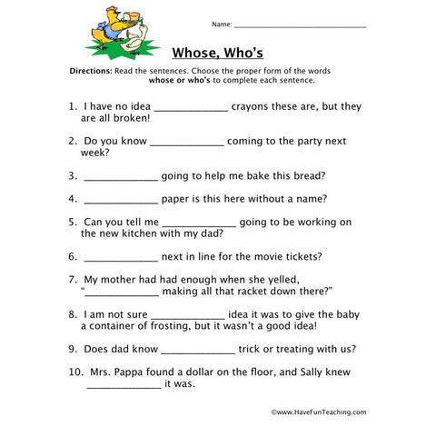 Homophones 10 Worksheet