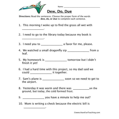 Homophones 1 Worksheet 2
