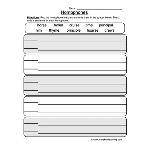 Homophones Worksheet 4