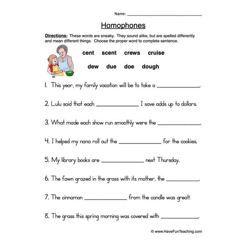 Homophones 2 Worksheet