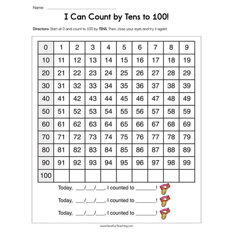 I Can Count by Tens to 100 Worksheet