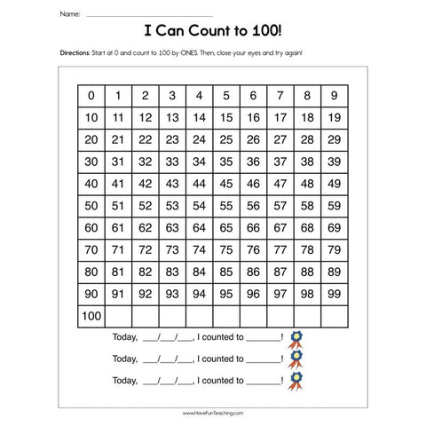 I Can Count to 100 Worksheet