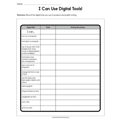 I Can Use Digital Tools Worksheet