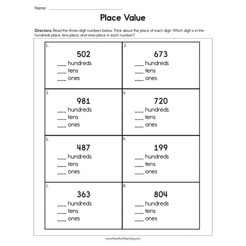 Identify Place Value Worksheet