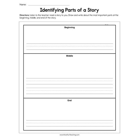 Identifying Parts of a Story Worksheet