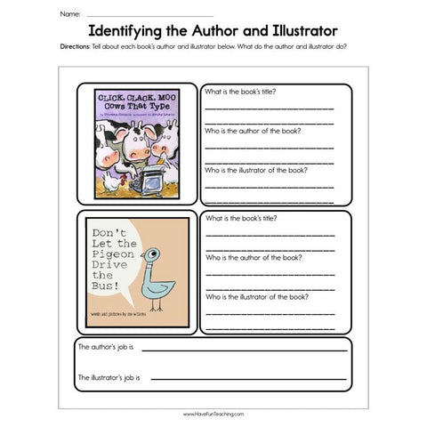 Identifying the Author and the Illustrator Worksheet