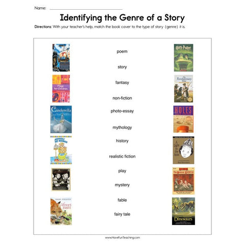 Identifying the Genre of a Story Worksheet