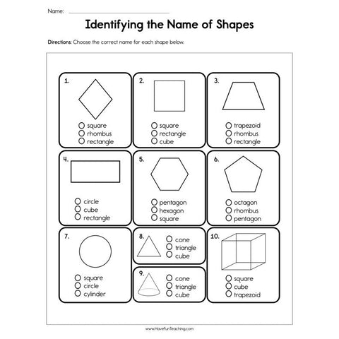 Identifying the of Shapes Worksheet
