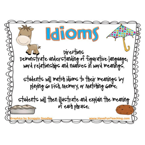 Idioms Figurative Language Game