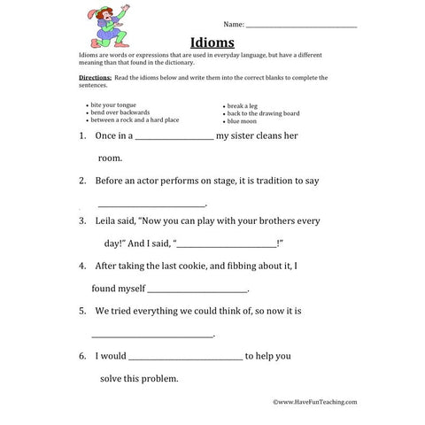 Idioms Worksheet 3