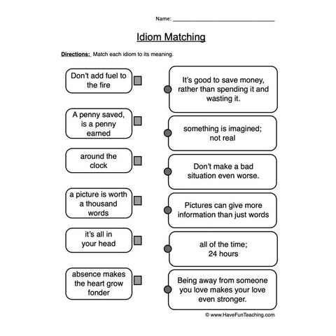 Idioms Worksheet 4