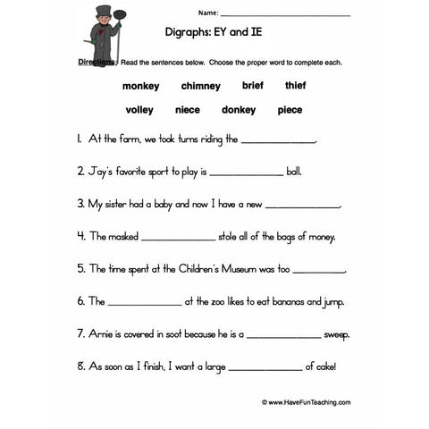 Ie Ey Digraphs Worksheet