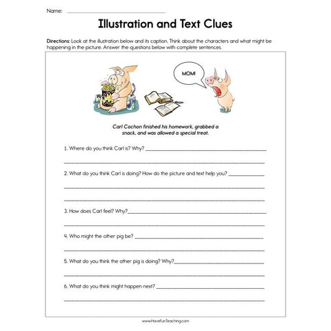 Illustration and Text Clues Worksheet