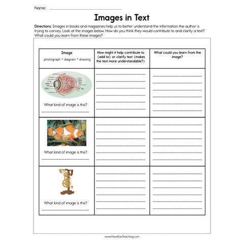 Images in Text Worksheet