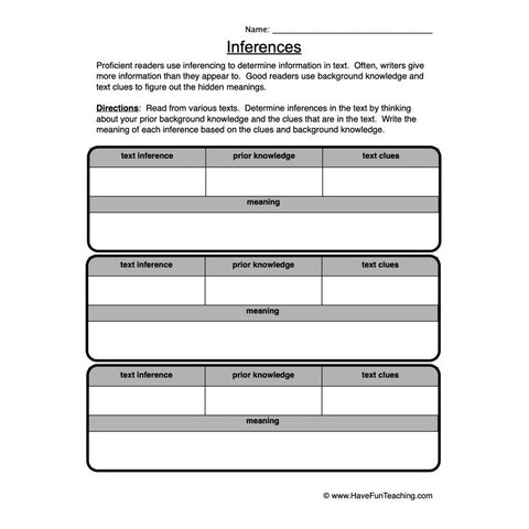 Inference Worksheet