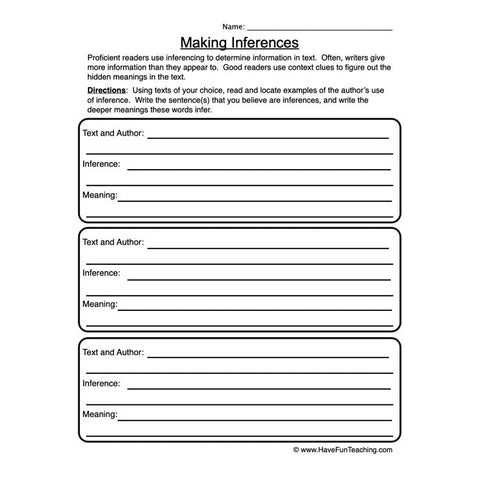 Inference Worksheet 2