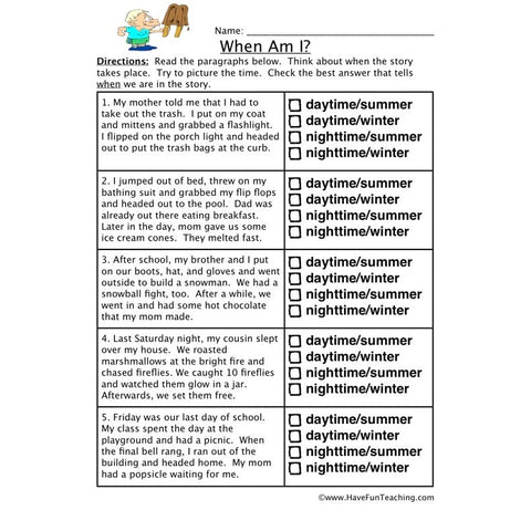 Inference When Worksheet