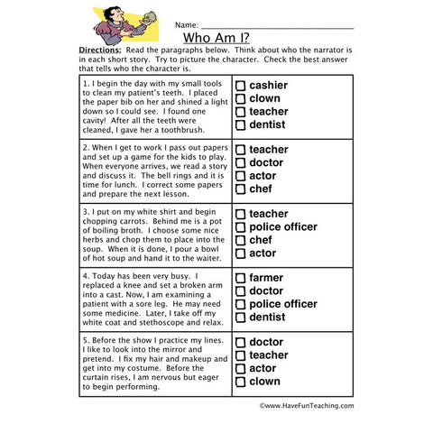 Inference Who Worksheet