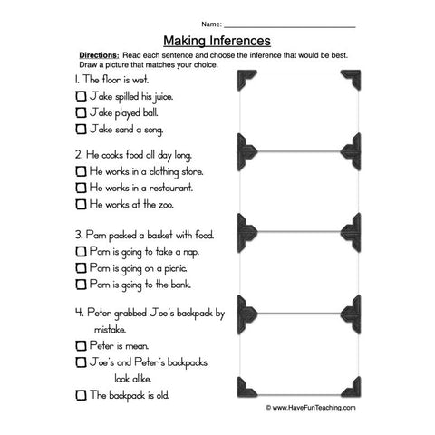 Inferences Worksheet 2