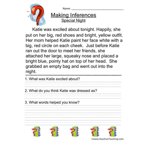 Inferences Worksheet 3