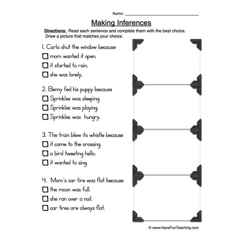 Inferences Worksheet 4