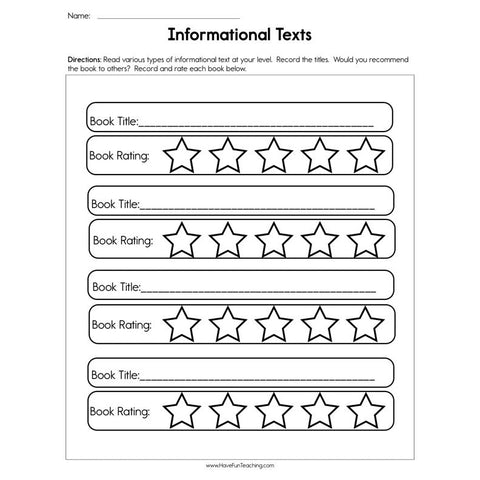 Informational Texts Worksheet