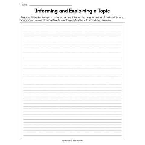 Informing and Explaining a Topic Worksheet